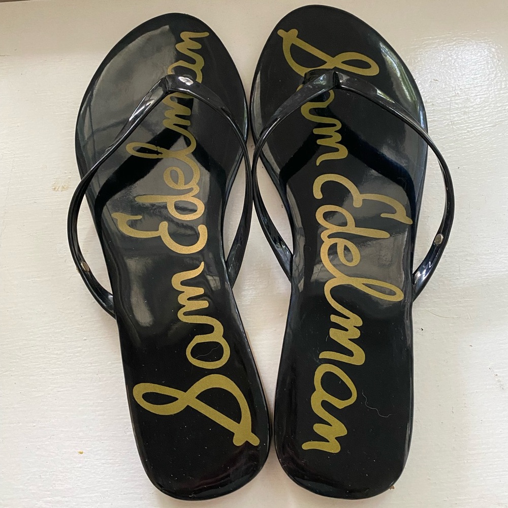 Sam Edelman patent leather thong sandals